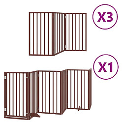 vidaXL Barrière pour chien porte pliable 15 panneaux bois de peuplier