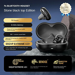 Casque Bluetooth 5.3 À Conduction Osseuse Oreille Clip-On Wireless Sports Earphone Casque À Réduction De Bruit Gris Foncé 