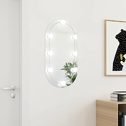 vidaXL Miroir avec éclairage LED 80x40 cm Verre Ovale