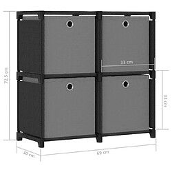 vidaXL Étagère à 4 cubes avec boîtes Noir 69x30x72,5 cm Tissu pas cher