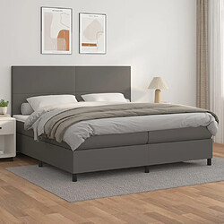 vidaXL Sommier à lattes de lit avec matelas Gris 200x200 cm Similicuir