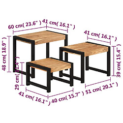 vidaXL Tables gigognes 3 pcs Bois solide pas cher