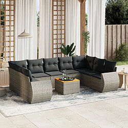 Maison Chic Salon de jardin avec coussins 10 pcs, Ensemble Tables et chaises de jardin, gris résine tressée -GKD404114