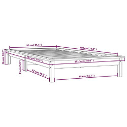 vidaXL Cadre de lit sans matelas blanc bois massif pas cher