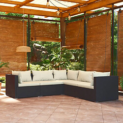 Maison Chic Salon de jardin 5 pcs + coussins - Mobilier/Meubles de jardin - Table et chaises d'extérieur Résine tressée Noir -MN85273