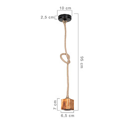 Helloshop26 Lustre lampe lumière suspendu suspension en métal bois corde de jute hauteur 95 cm E27 03_0007458