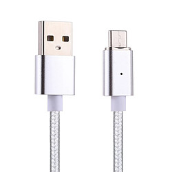 Wewoo Câble argent pour Samsung Galaxy S8 et S8 + / LG G6 / Huawei P10 P10 Plus / Xiaomi Mi6 & Max 2 autres Smartphones 1m Weave Style 2A Magnétique USB-C / Type-C à USB de charge de synchronisation de données avec indicateur LED,