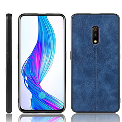 Wewoo Coque Pour Oppo Realme X antichoc couture peau de vache motif PC + PU + TPU bleu