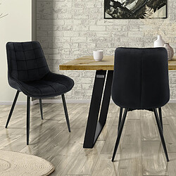 ML-Design Lot de 2 chaises de salle à manger Chaises de salon Chaises en velours Chaise rembourrée Noir