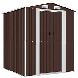 Helloshop26 Abri de jardin cabane cabanon maison de stockage remise extérieur hangar outils robuste foncé 192 x 191 x 223 cm acier galvanisé marron 02_0022317