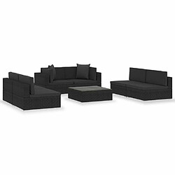 Maison Chic Salon de jardin 7 pcs + coussins - Mobilier/Meubles de jardin - Table et chaises d'extérieur Noir Résine tressée -MN93972