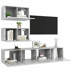 Avis Maison Chic Ensemble de meubles TV 4 pcs | Banc TV Moderne pour salon | Meuble de Rangement - Gris béton Aggloméré -MN92927