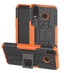 Wewoo Coque Pneu Texture TPU + PC antichoc pour Galaxy A6s, avec support (Orange)