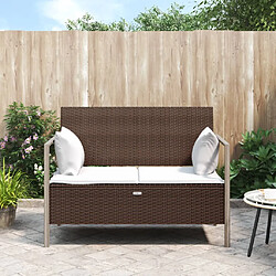 Maison Chic Banc de jardin à 2 places | Banquette de jardin | Chaise Relax avec coussins Marron Résine tressée -MN40795