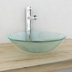 vidaXL Lavabo Verre trempé 42 cm Givré