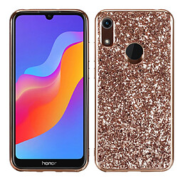 Wewoo Coque en TPU antichoc poudre pailletée pour Huawei Honor Play 8A Or rose