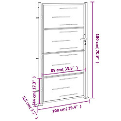 vidaXL Portail de jardin 100x180 cm acier inoxydable pas cher