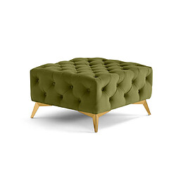 Lisa Design Camden - pouf chesterfield en velours - pieds en métal doré Camden - pouf chesterfield en velours - pieds en métal doré - Vert