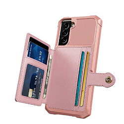 Coque en TPU + PU antichoc avec béquille et porte-cartes rose pour votre Samsung Galaxy S22 5G