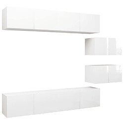 vidaXL Ensemble de meubles TV 6 pcs Blanc brillant Bois d'ingénierie