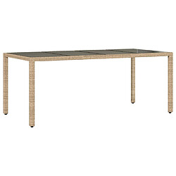 Maison Chic Table de jardin | Table d'extérieur avec dessus en verre beige résine tressée -GKD62512