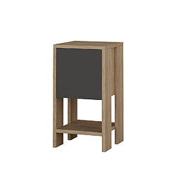 Toilinux Table de chevet 1 porte - L.30 cm - Beige et Gris