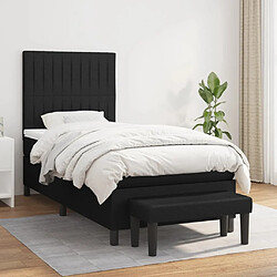 Maison Chic Lit Adulte - Lit simple Lit à sommier tapissier avec matelas moelleux - Meuble de Chambre - Noir 90x190 cm Tissu -MN84729