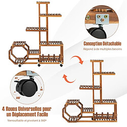 Helloshop26 Étagère à plantes bois à 8 niveaux support plantes à roulettes 107 x 26 x 126 cm intérieur extérieur balcon jardin 20_0009742