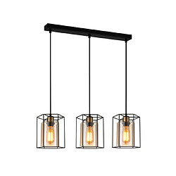 Luminaire Center Suspension Kalula Verre,Acier Noir