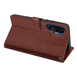 Avizar Étui pour HTC U24 Pro Design Vintage Clapet Portefeuille Support Vidéo Marron