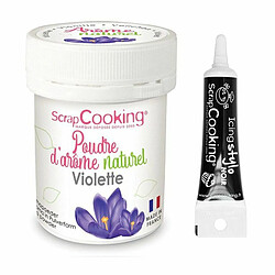 Scrapcooking Arôme alimentaire naturel en poudre violette + Stylo glaçage noir