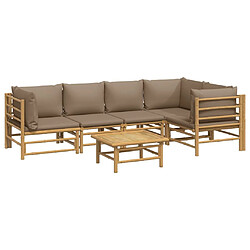 Avis Maison Chic Salon de jardin 6 pcs + coussins - Mobilier/Meubles de jardin - Table et chaises d'extérieur taupe bambou -MN89471