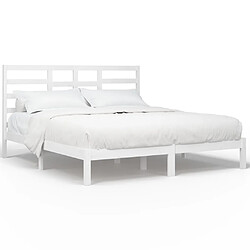 vidaXL Cadre de lit sans matelas blanc bois massif 200x200 cm