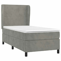 Avis Maison Chic Lit Adulte - Lit simple Lit à sommier tapissier et matelas moelleux - Meuble de Chambre - Gris clair 90x190 cm Velours -MN67345