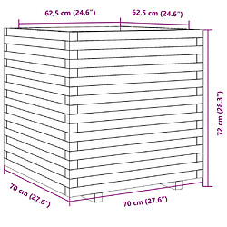 vidaXL Jardinière 70x70x72 cm bois de pin imprégné pas cher