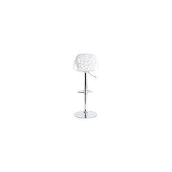 Miliboo Tabourets de bar design avec motif baroque blanc (lot de 2) BAROCCA pas cher