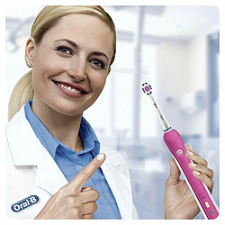 Universal Oral B Pro 650 3D Blanc Brosse à dents électrique rechargeable Dentifrice Rose.(Rose) pas cher