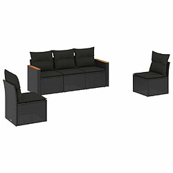 Maison Chic Salon de jardin 5 pcs avec coussins | Ensemble de Table et chaises | Mobilier d'Extérieur noir résine tressée -GKD61341