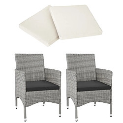 Tectake Lot de 2 fauteuils de jardin acier avec 2 sets de housses - gris clair/crème pas cher