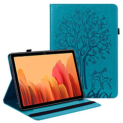 Etui en PU avec support et porte-cartes, motif arbre et cerf bleu pour votre Samsung Galaxy Tab A7 10.4 (2020)