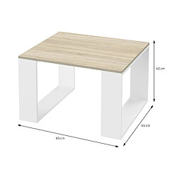 Table basse 65x65x40 cm aspect chêne/blanc ML-Design pas cher