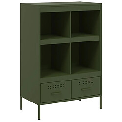 vidaXL Buffet haut vert olive 68x39x101,5 cm acier