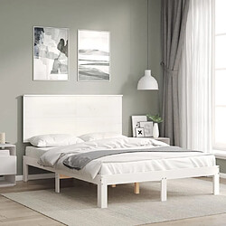 Avis Maison Chic Cadre/structure de lit avec tête de lit pour adulte - Lit Moderne Chambre blanc 120x200 cm bois massif -MN15063