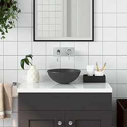 vidaXL Lavabo de salle de bain Céramique Gris foncé Rond