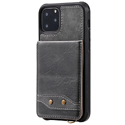 Wewoo Coque Pour iPhone 11 Pro Vertical Portefeuille à rabat antichoc arrière Etui de protection avec porte-cartes et fentes cartes lanière et cadres photo Gris