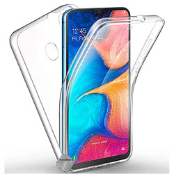 Htdmobiles Coque silicone gel fine 360 integrale (avant et arriere) pour Samsung Galaxy A20e + film ecran - TRANSPARENT