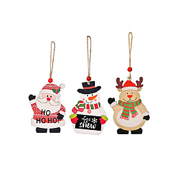 C108 3pcs pendentif en bois de Noël vieil homme bonhomme de neige elk pendentif pendentif scène de Noël décoration ornements de Noël