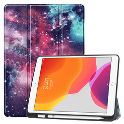 Etui en PU impression de modèle avec support tripliure et porte-stylo espace pour votre Apple iPad 10.2 (2019)