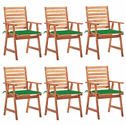 Maison Chic Lot de 6 Chaises à dîner de jardin avec coussins,Fauteuil/Chaises à manger d'extérieur Acacia massif -MN56723