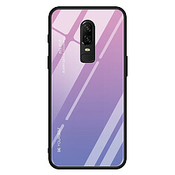 Wewoo Coque Pour OnePlus 6 Gradient Color Glass Case Violet clair